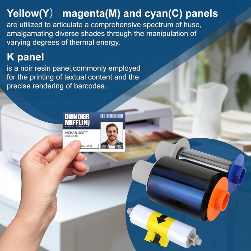 Vikua 84051 YMCK Color Ribbon, Compatible with Fargo Hdp5000 / Hdpii Model Printer, Replacement for Fargo Hdp5000 Ribbon, 084051 Ymck Full-Color Yields 500 Prints with Clean Spool - Image 3